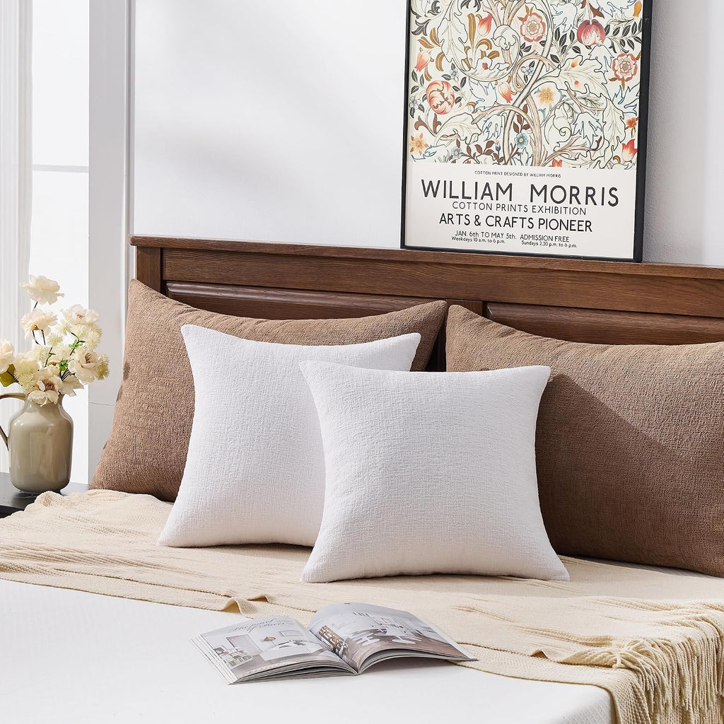 Gawamay Set of 2 Soft Textured Chenille Throw Pillow Covers 26x26 Inch (66x66 CM), Decorative Pillowcases Cushion Covers for Farmhouse Home…