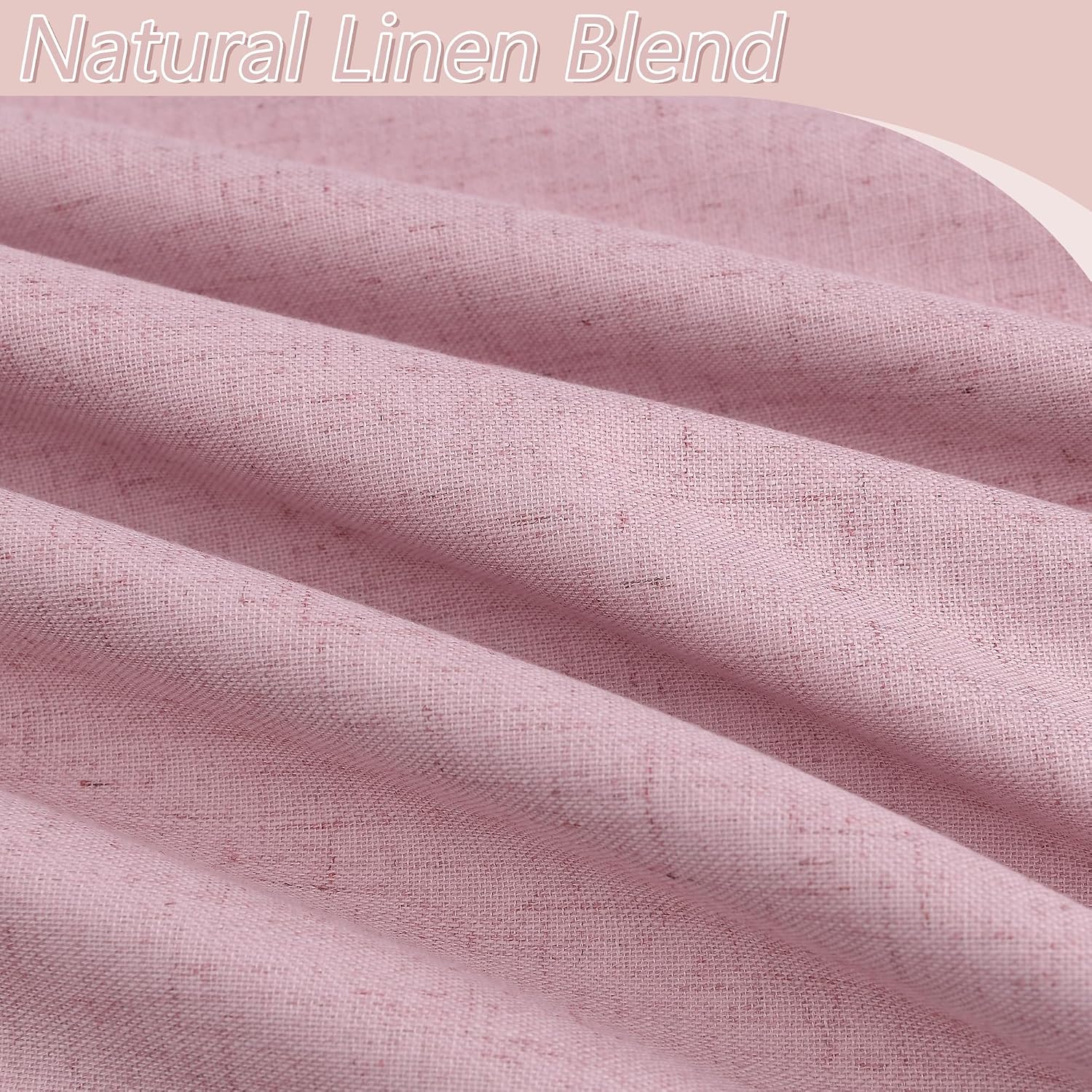 Guken Rose 100% Blackout Linen Curtains 96 Inch Length 2 Panels Set for Living Room Bedroom Back Tab/Rod Pocket Thermal Insulated Farmhouse…
