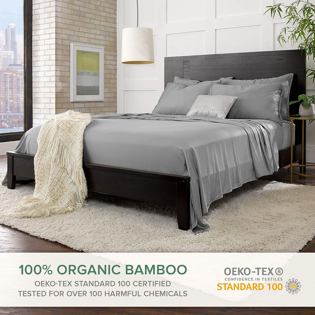 PureBamboo Pure Bamboo Split King Sheets, Genuine 100% Organic Viscose Derived from Bamboo Bed Sheet Set, Soft & Cooling, Double Stitching,…
