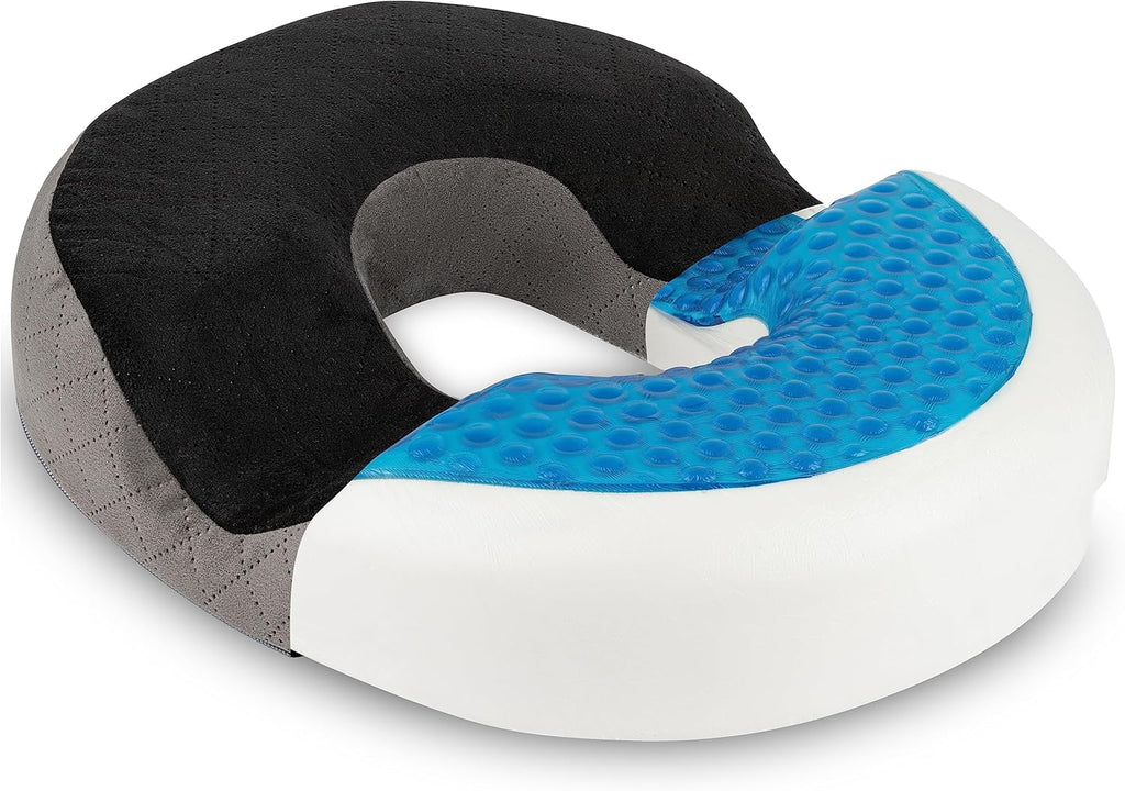 thy Spirit Gel Donut Pillow | Lifting Cushion | Donut Cushion for Tailbone Hemorrhoid Cushion Coccyx Sciatica Pregnancy Cushion (Grey/B…