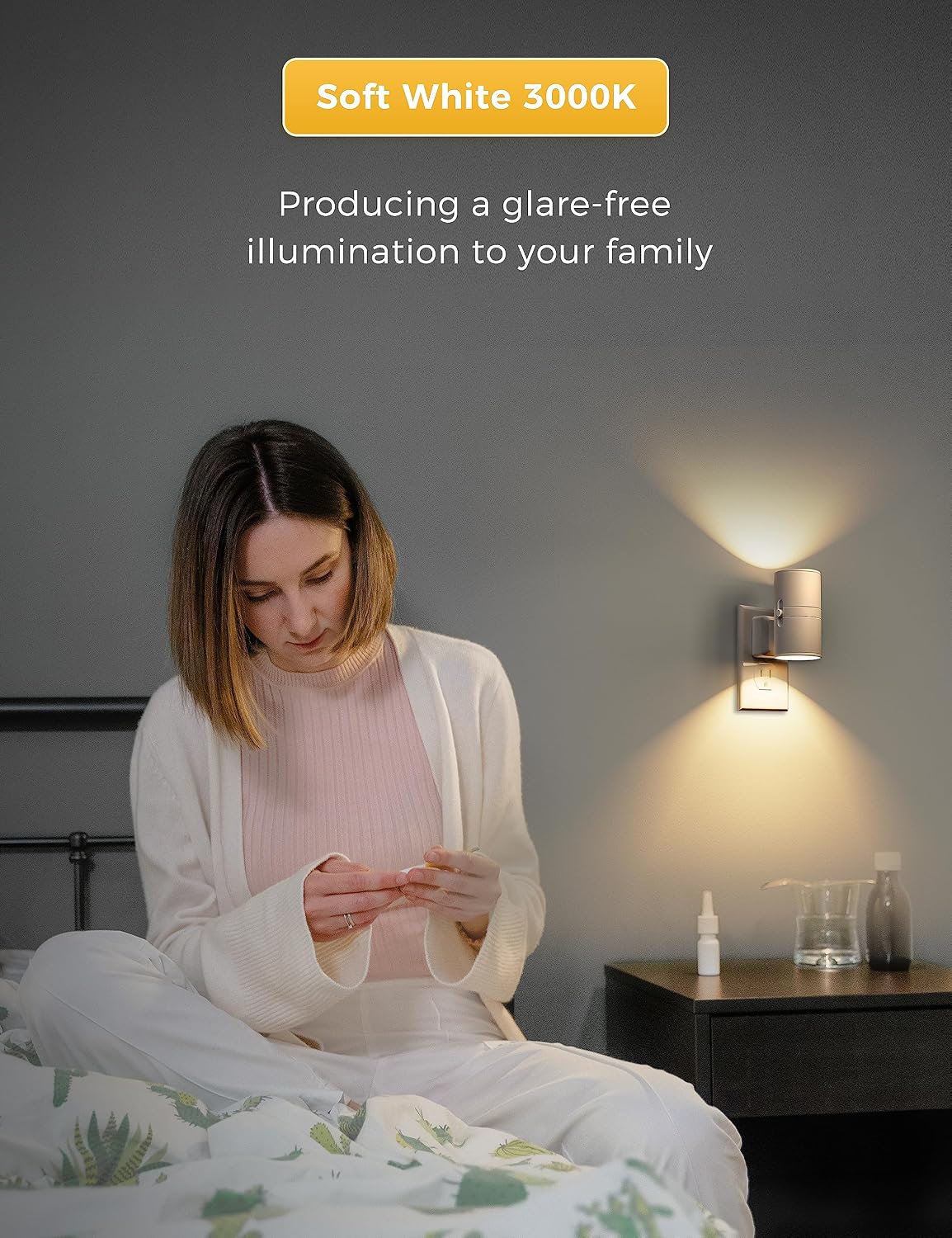 L LOHAS LED Night Light, Night Lights Plug into Wall, Dimmable Nightlight, 3000K Soft Light with Light Sensor, White Shade Nightlights…