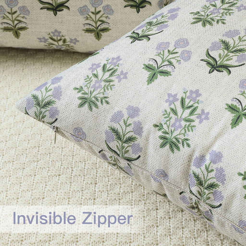 OTOSTAR Floral Print Pillow Covers 16x16 Inch Pack of 2 Double-Sided Blue Green Flower Square Throw Pillow Covers Farmhouse Rustic…