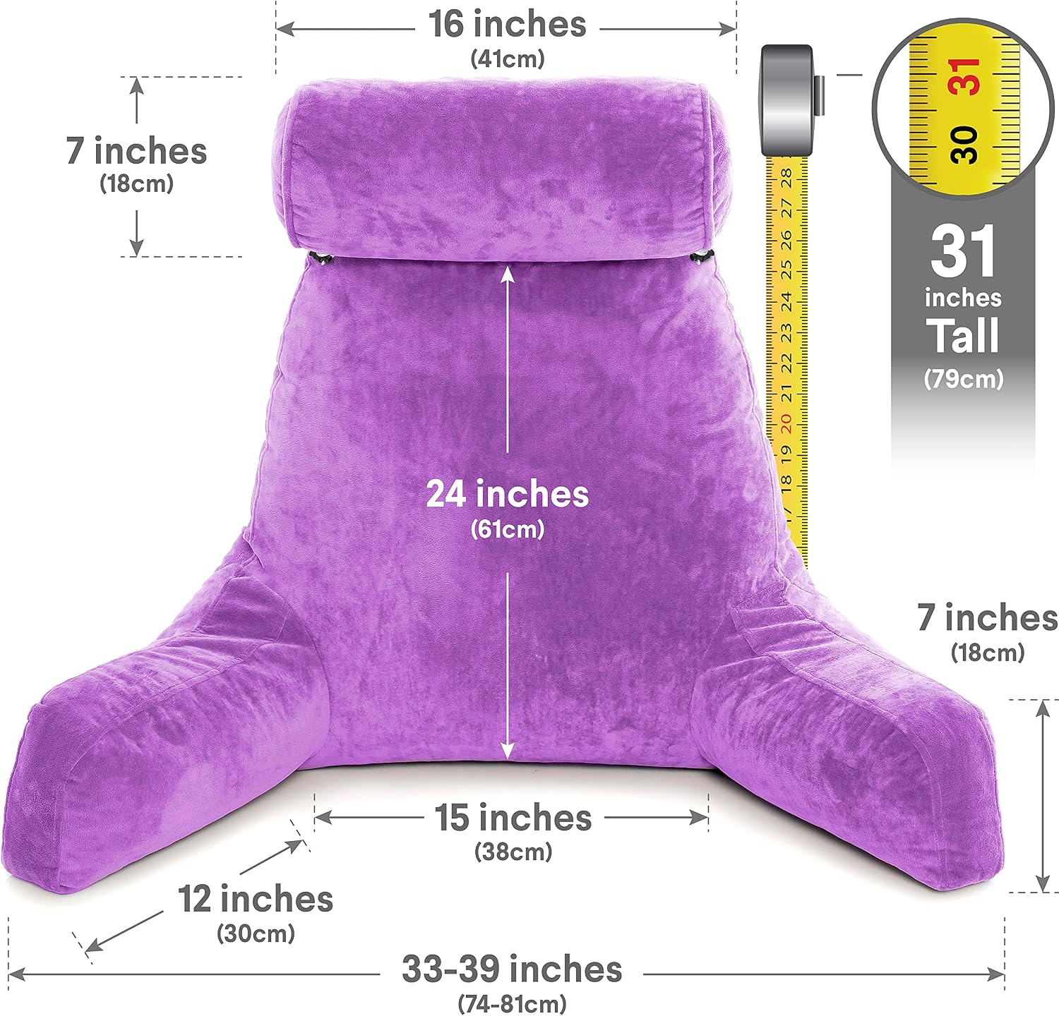 Husband Pillow XXL The Original for Adults - 30" Tall Backrest for Sitting Up in Bed - Firm Support Reading, Bed Rest Pillow for Adults…