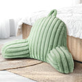 Aels Large Reading Pillow Replacement Cover with Arms and Pockets (Cover ONLY), 18" Soft Faux Fur Striped Backrest Pillow Cover Fits Standa…