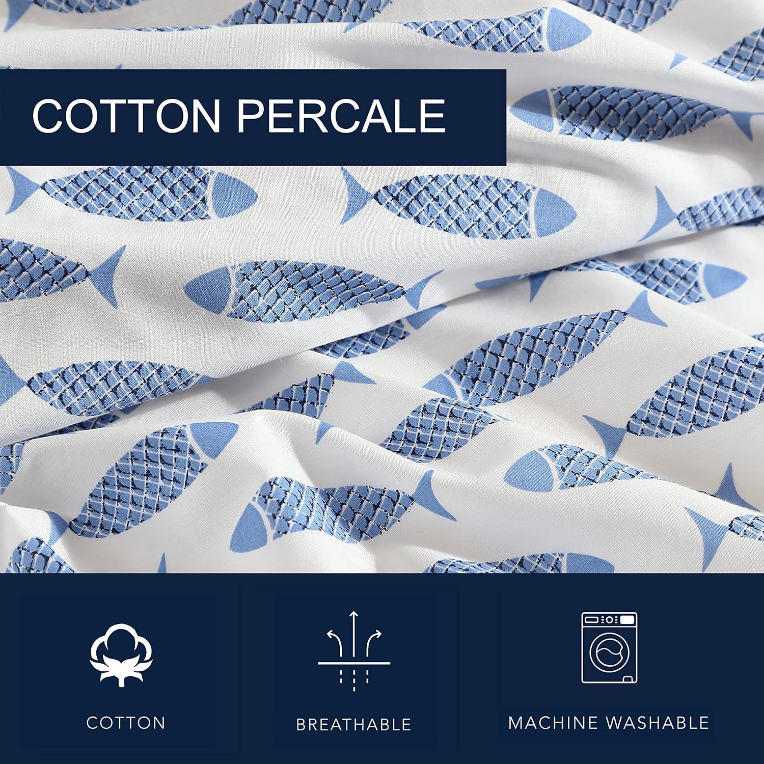 Nautica – Full Size Sheet Set, Crisp Cotton Percale Bedding with Matching Pillowcases, Lightweight & Breathable Bed Sheets, Deep Pocket, Co…