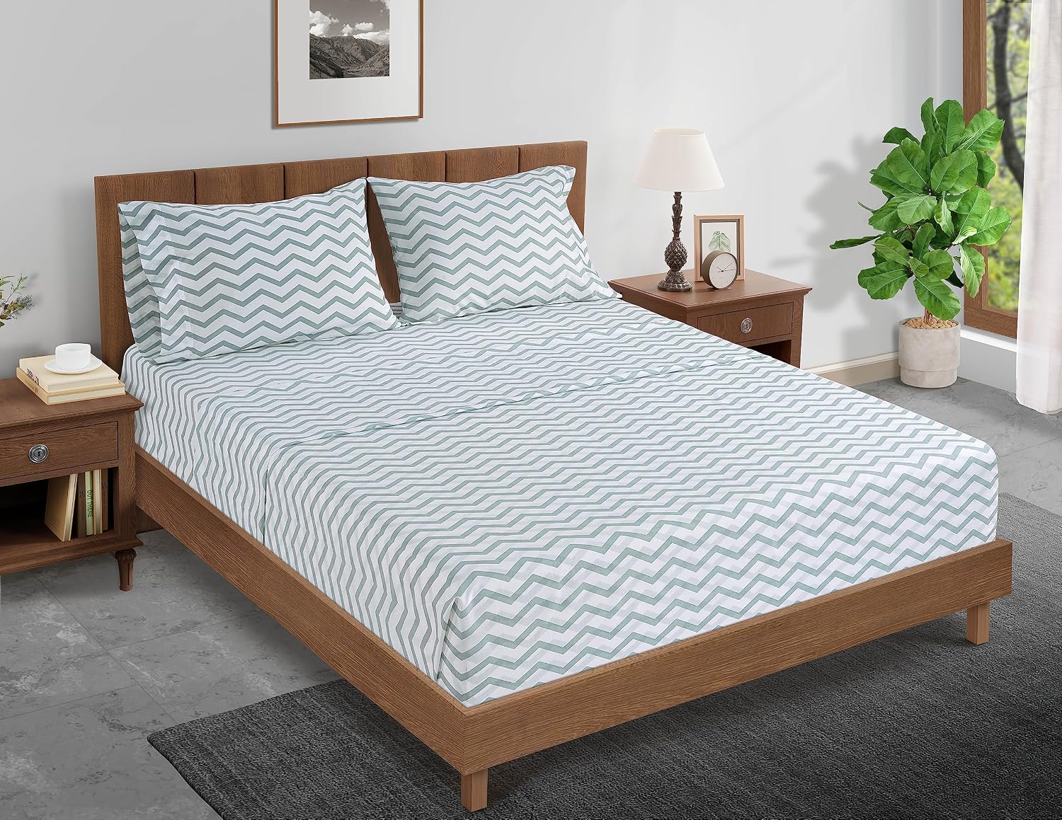 LANE LINEN 100% Organic Cotton Twin Fitted Sheet, 2-Piece Set (1 Fitted Sheet, 1 Pillowcase), Percale Weave, Lightweight, Ultra Soft…