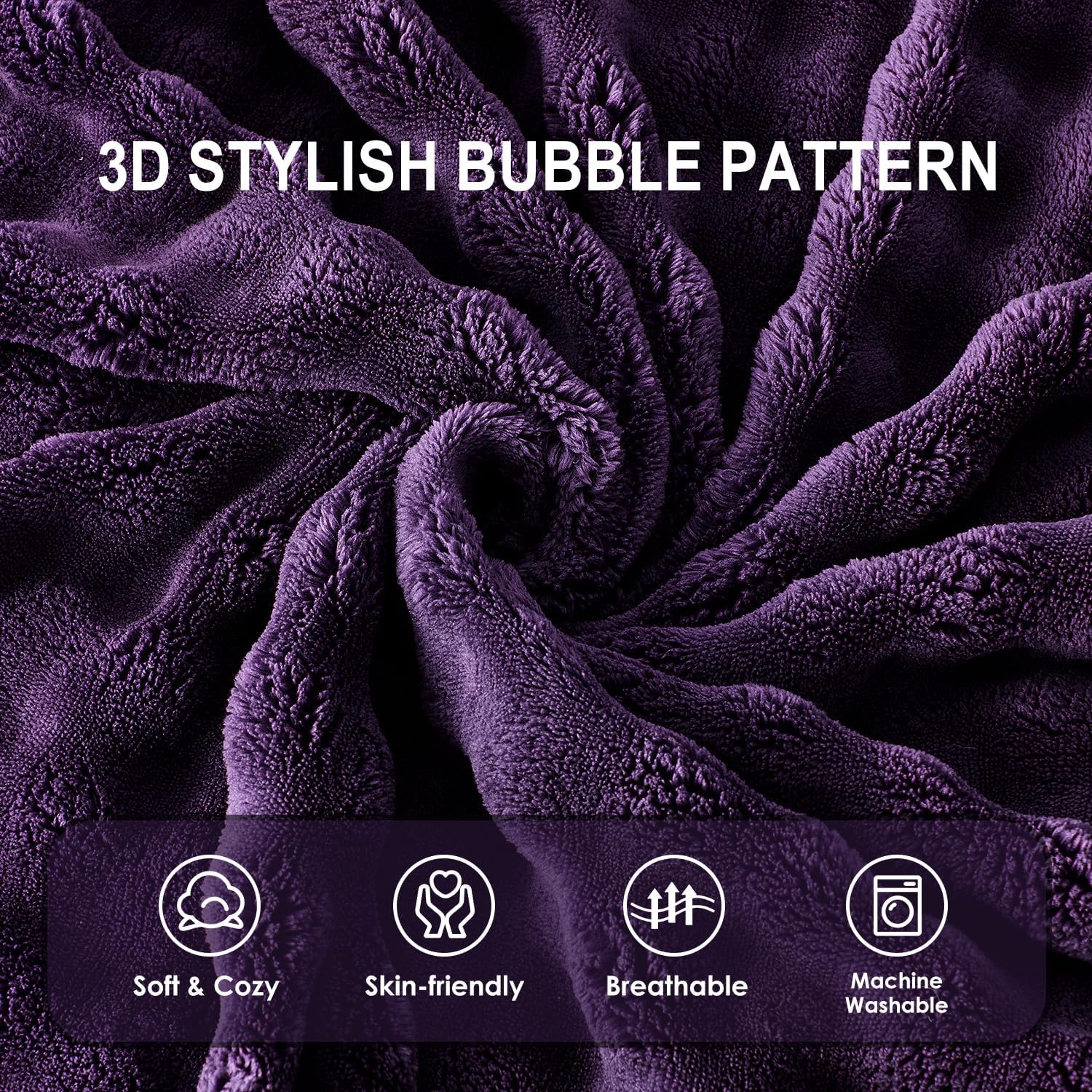 Sochow Decorative Throw Pillow Covers 18x18 Inches Set of 2, Soft Bubble Fleece Pillowcase Square Cushion Covers for Sofa Couch Bed, Auberg…