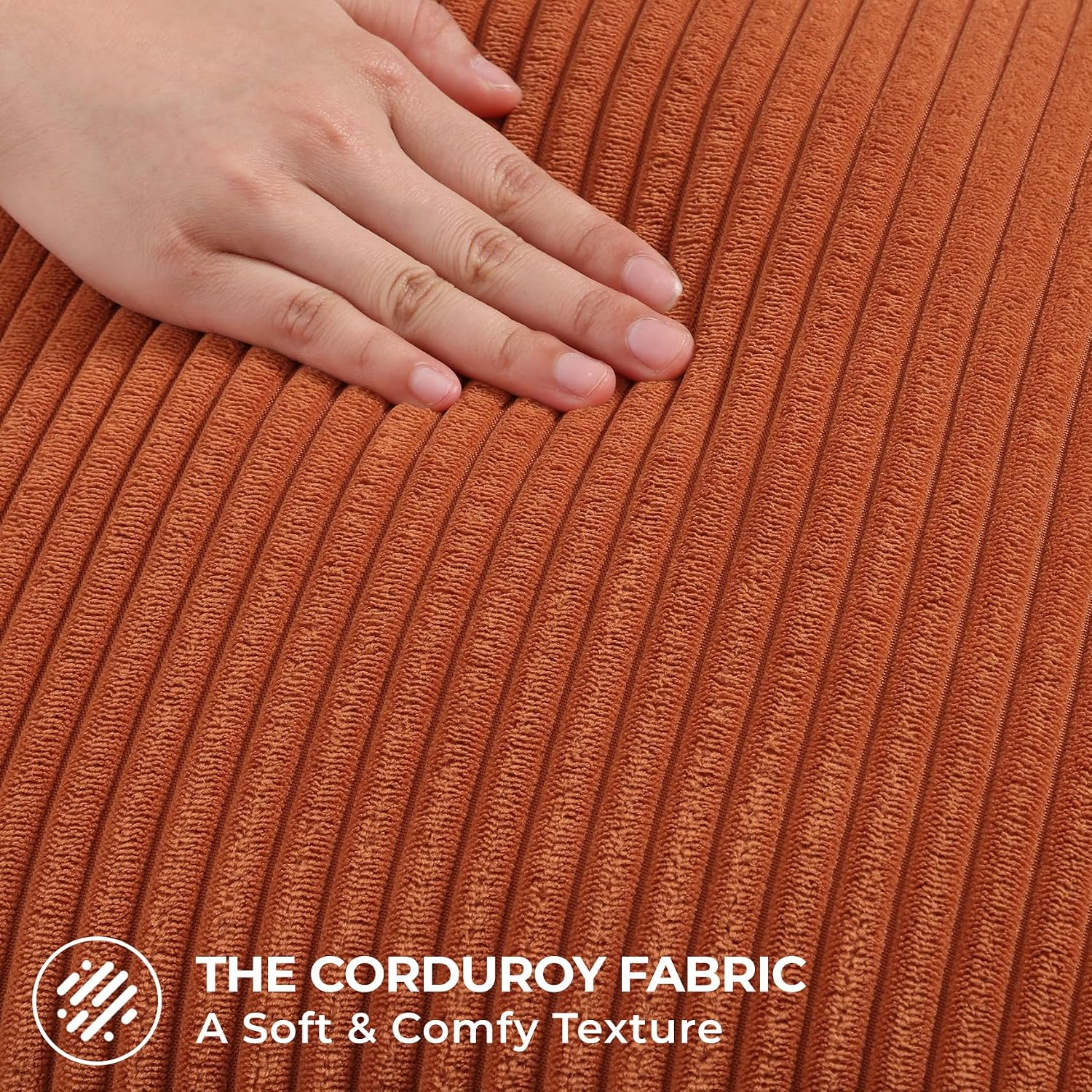 Mecatny Corduroy Fall Decorative Throw Pillow Covers 16x16 Set of 2 for Sofa Living Room, Soft Burnt Orange Neutral Boho Couch Pillow…