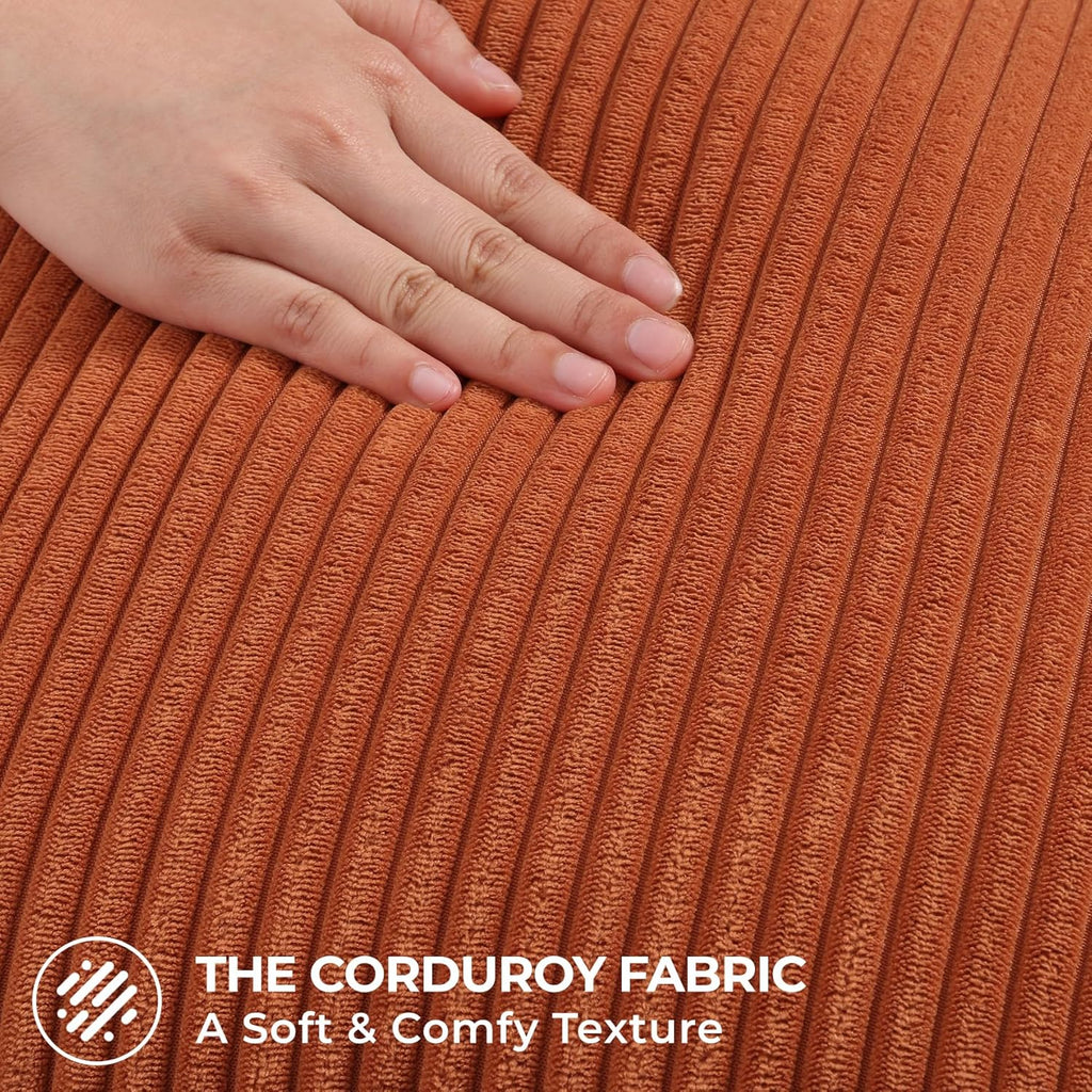 Mecatny Corduroy Fall Decorative Throw Pillow Covers 18x18 Set of 2 for Sofa Living Room, Soft Burnt Orange Neutral Boho Couch Pillow…