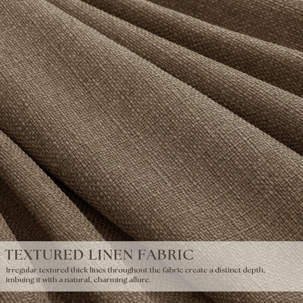 Twodrapes Light Brown Memory Trained Pinch Pleated Bedroom Blackout Curtains 108 Inches Long 2 Panels Set Double Layer Linen Soundproof The…