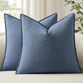 Anroduo Pack of 2 Decorative Linen Pillow Covers Blue Ashes Neutral Farmhouse Boho Soild Cushion Case Soft Accent Pillowcase for Couch Sofa…