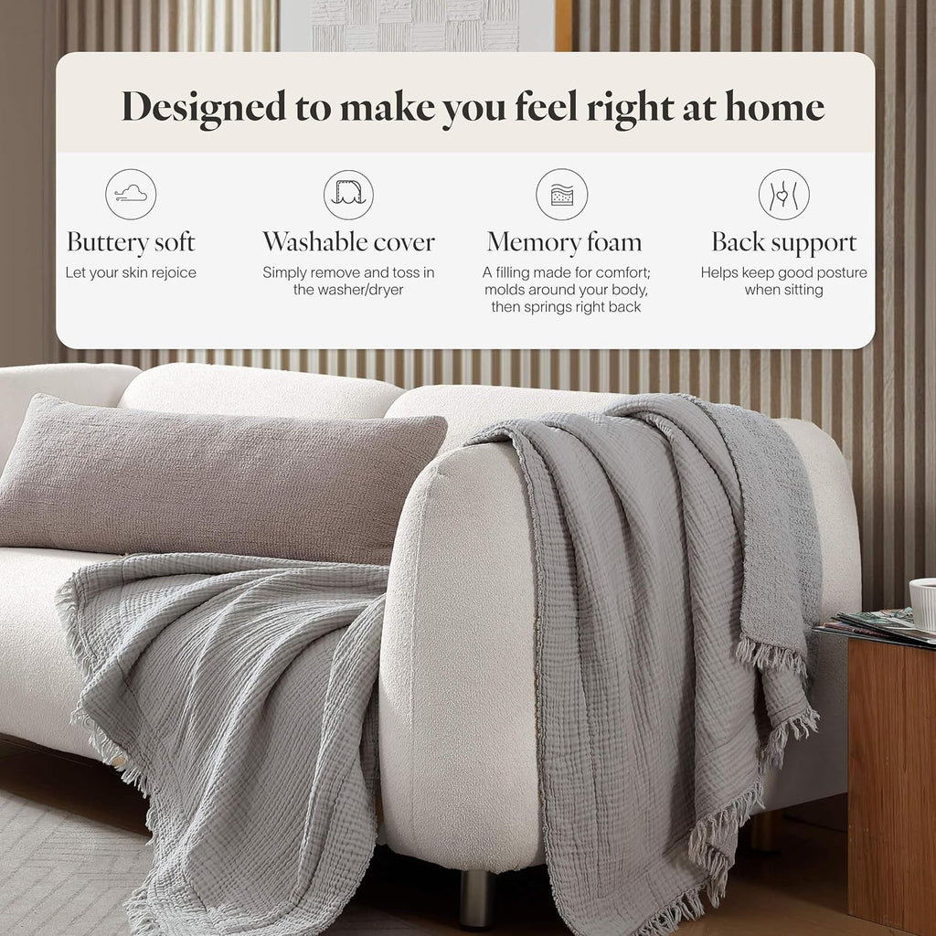 Home Sunday Citizen Snug Lumbar Pillow – Soft Memory Foam Lumbar Throw Pillow, Cozy Body & Sleep Pillow, Washable Cover, Decorative Lumbar…