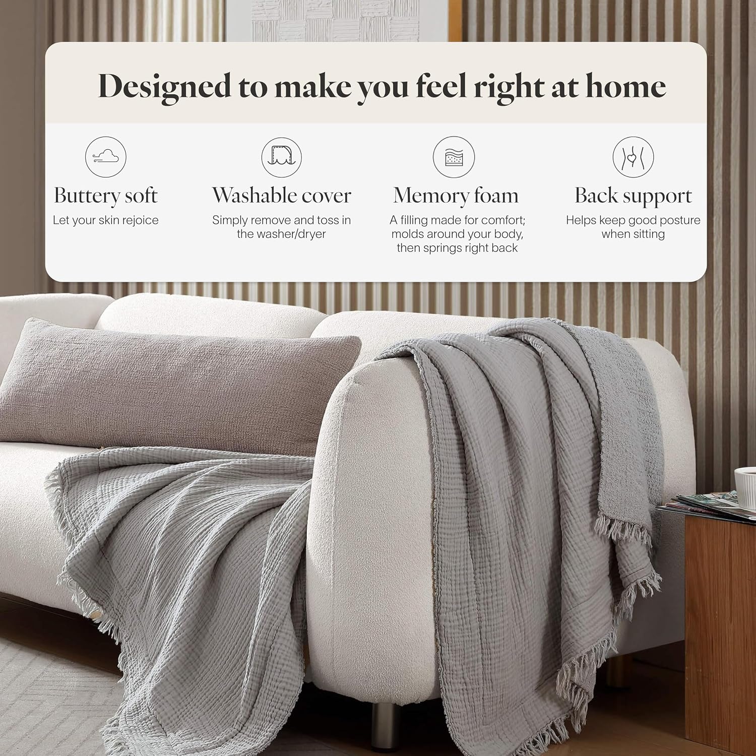 Home Sunday Citizen Snug Lumbar Pillow – Soft Memory Foam Lumbar Throw Pillow, Cozy Body & Sleep Pillow, Washable Cover, Decorative Lumbar…