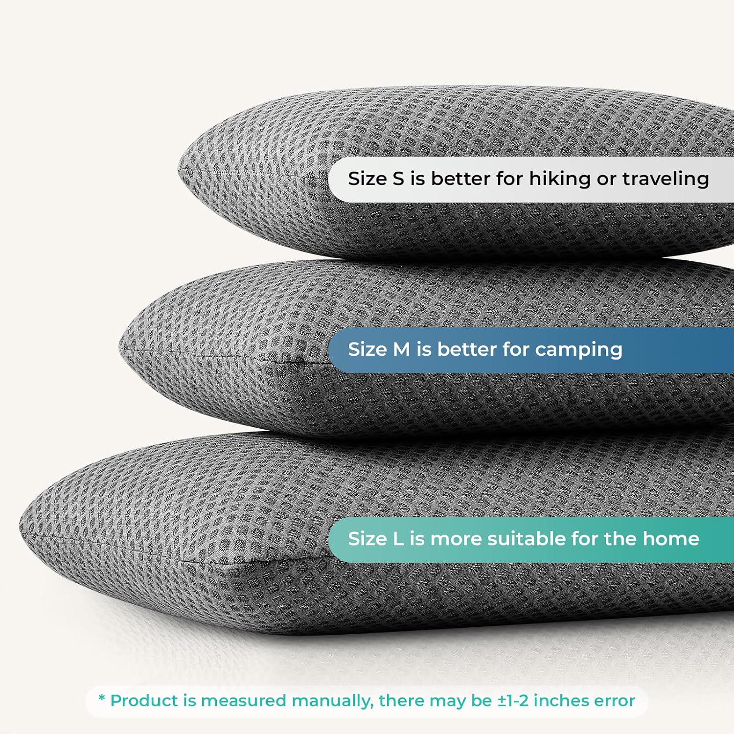 Peujew Travel Pillow Memory Foam Pillows, Camping Pillow-Compressible Medium Firm, Breathable Cover, Ideal Backpacking Hiking, Bed Pillows,…