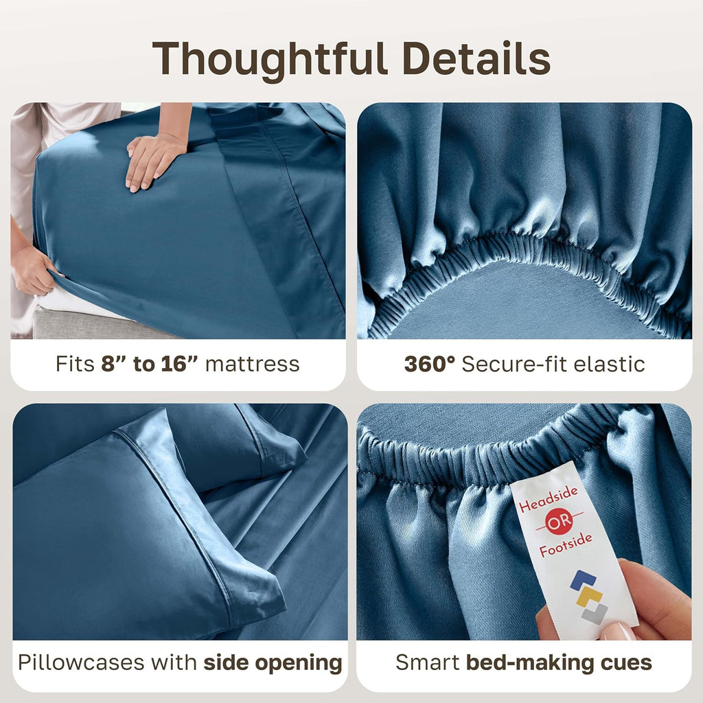 CaliforniaDesignDen California Design Den Soft Full Size 100% Cotton Sheet Sets, 400 Thread Count Good Housekeeping Award Winner, Silky Sat…