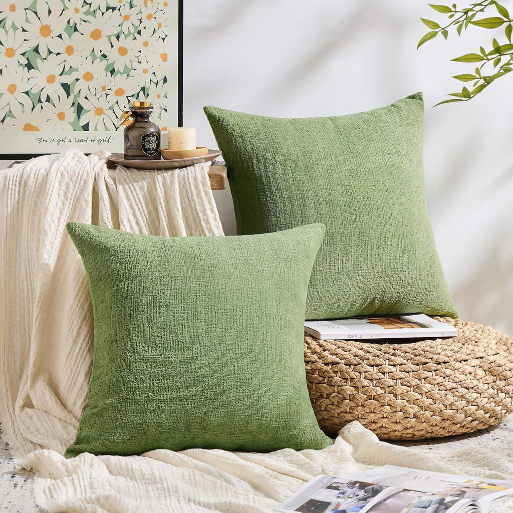 Gawamay Set of 2 Soft Textured Chenille Throw Pillow Covers 20x20 Inch (50x50 CM), Decorative Pillowcases Cushion Covers for Farmhouse Home…