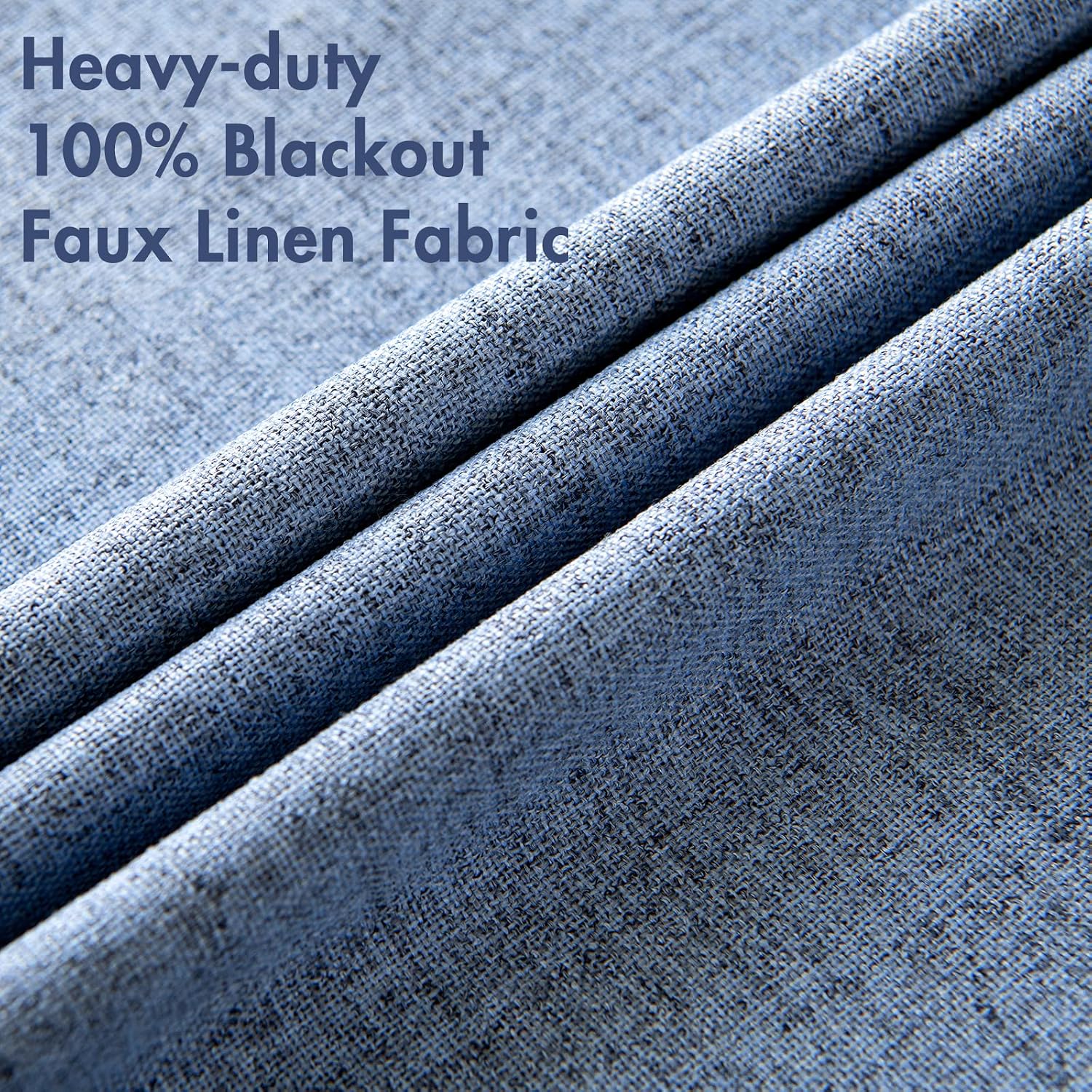 Miulee Linen Texture Curtains for Bedroom Solid 100% Blackout Thermal Insulated Stone Blue Curtains Grommet Room Darkening Drapes Luxury De…