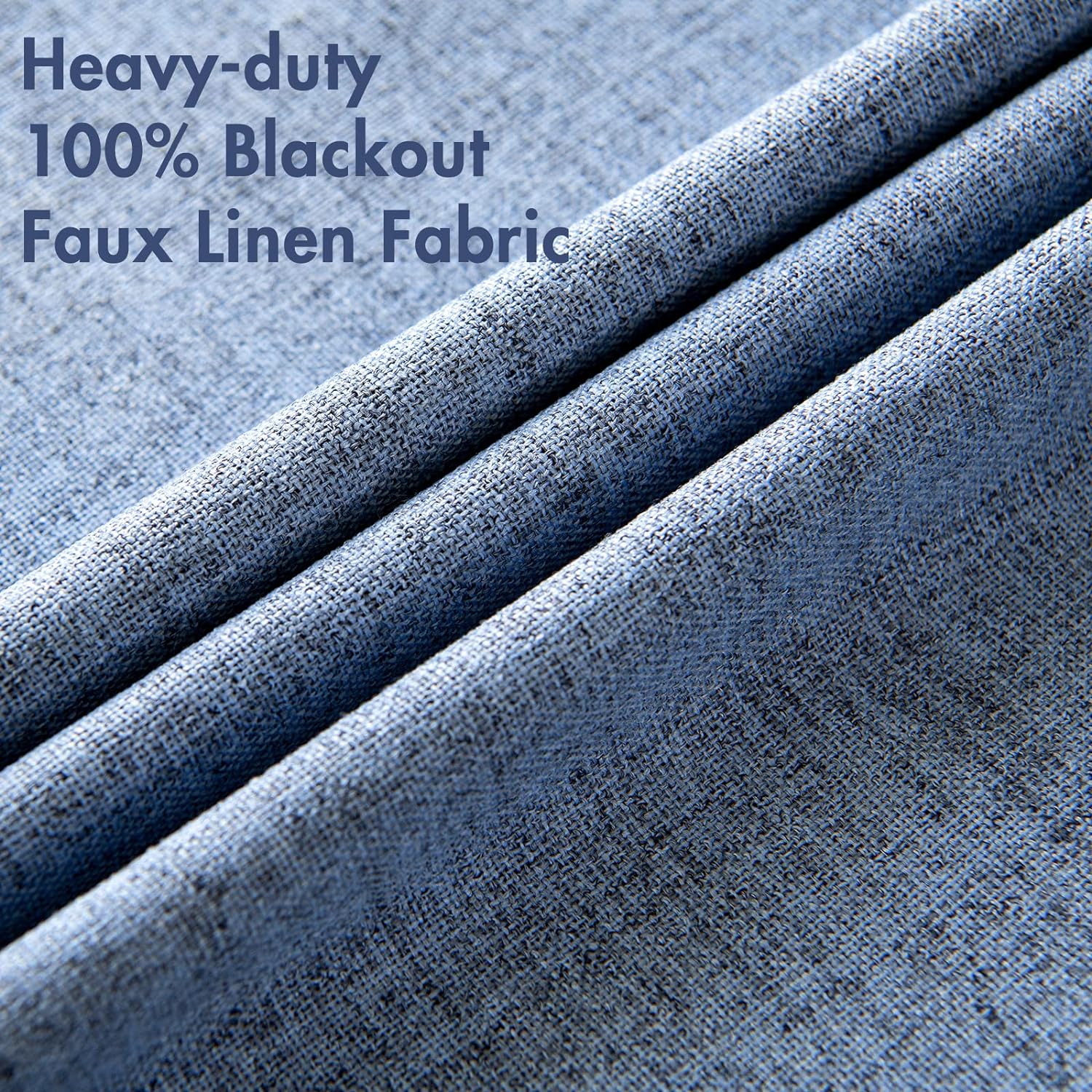 Miulee Linen Texture Curtains for Bedroom Solid 100% Blackout Thermal Insulated Stone Blue Curtains Grommet Room Darkening Drapes Luxury De…