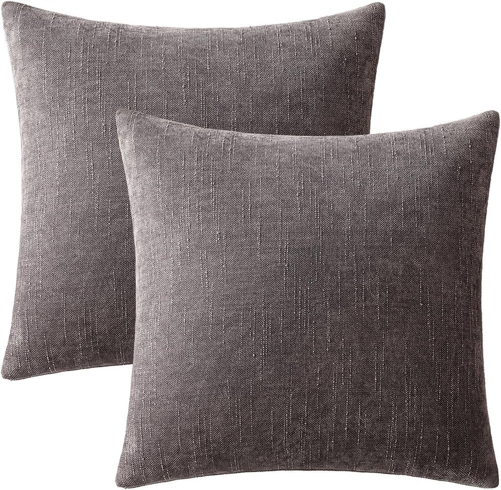 MIULEE Pack of 2 Decorative Throw Pillow Covers Soft Thick Solid Textured Chenille Throw Pillows Neutral Farmhouse Modern Home Decor for…