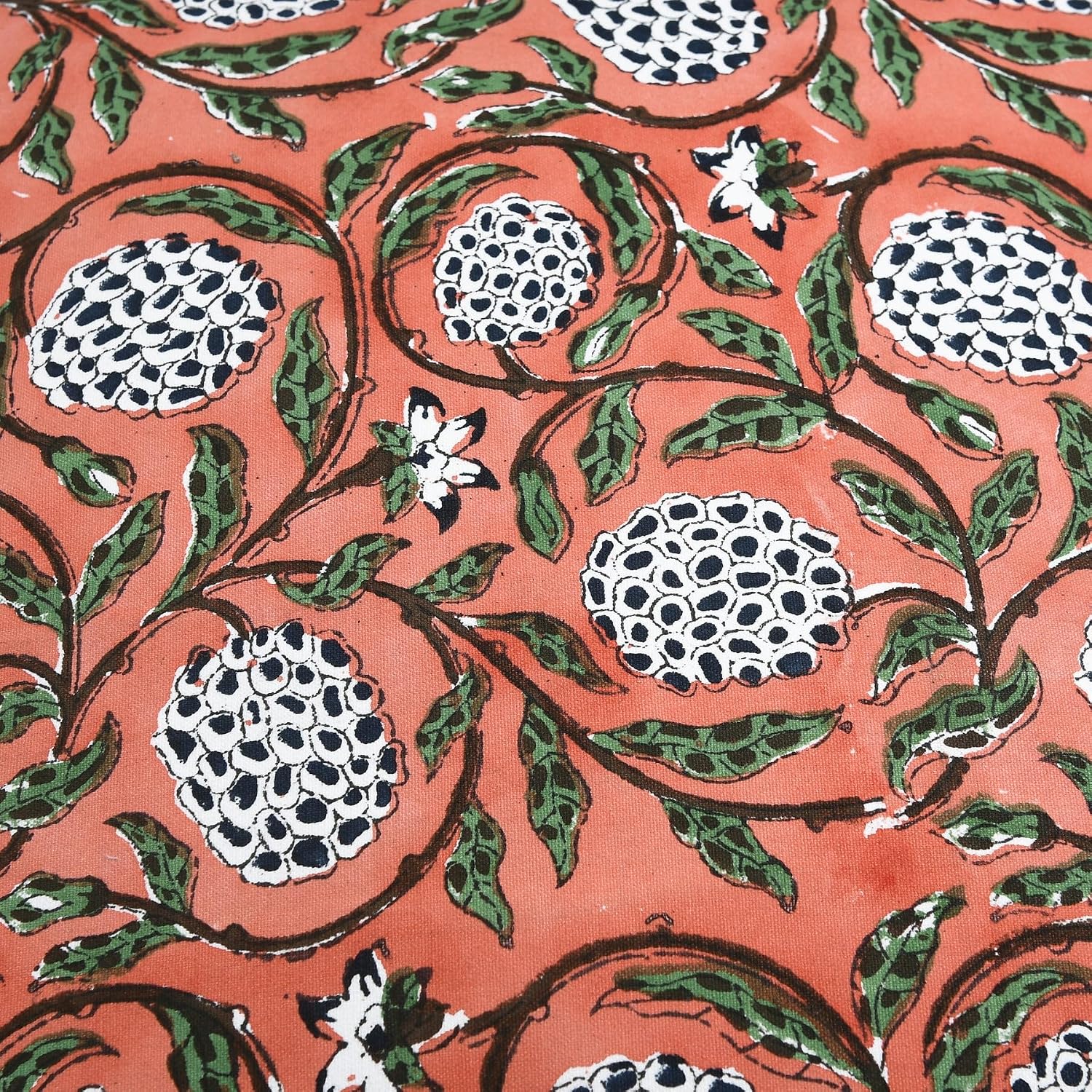 Ridhi Block Print Dark Salmon Pink Pillow Cover 18" x 18" (Pack of 2) Decorative Couch Pillows for Living Room, Chic Boho Cute Outdoor Pill…