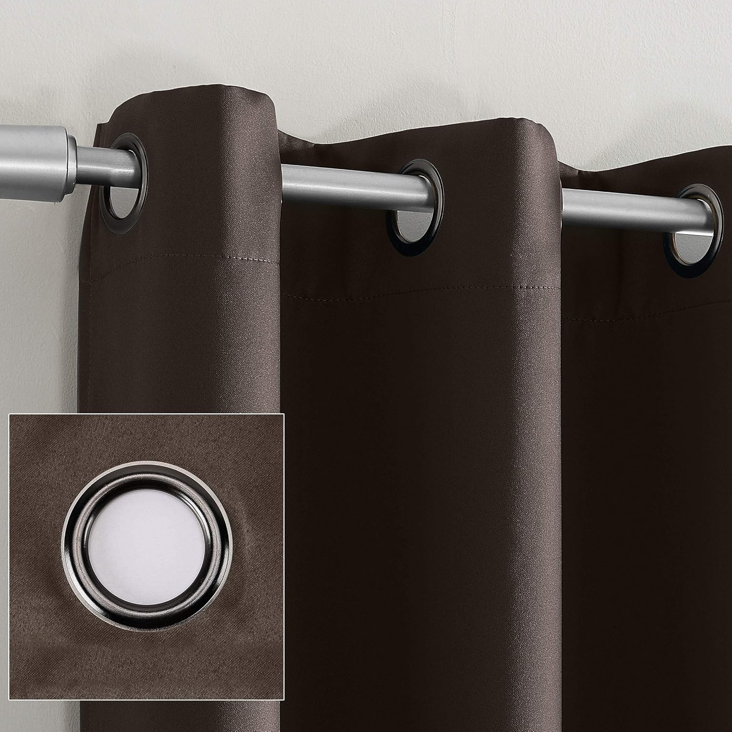 Sun Zero Nordic 2-pack Theater Grade Extreme 100% Blackout Grommet Curtain Panel Pair, 52" x 108", Cocoa Brown