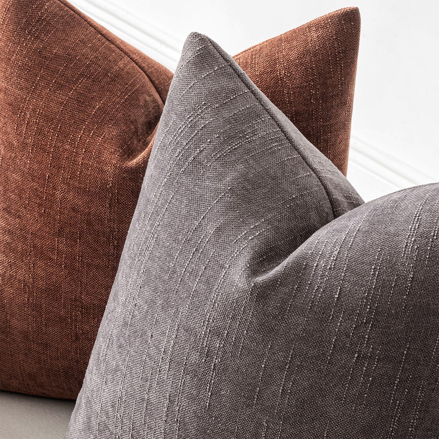 MIULEE Pack of 2 Decorative Throw Pillow Covers Soft Thick Solid Textured Chenille Throw Pillows Neutral Farmhouse Modern Home Decor for…