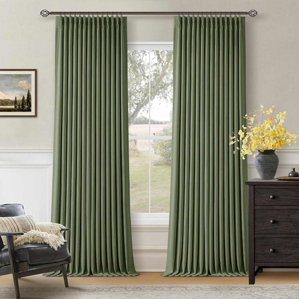 Twodrapes 100 Inch Blackout Pinch Pleat Curtains 2 Panels Set for Living Room Bedroom Farmhouse Farmhouse Pinch Pleated Back Tab Thermal In…