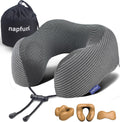 napfun Neck Pillow for Traveling, Upgraded Travel Neck Pillow for Airplane 100% Pure Memory Foam Travel Pillow for Flight Headrest Sleep…