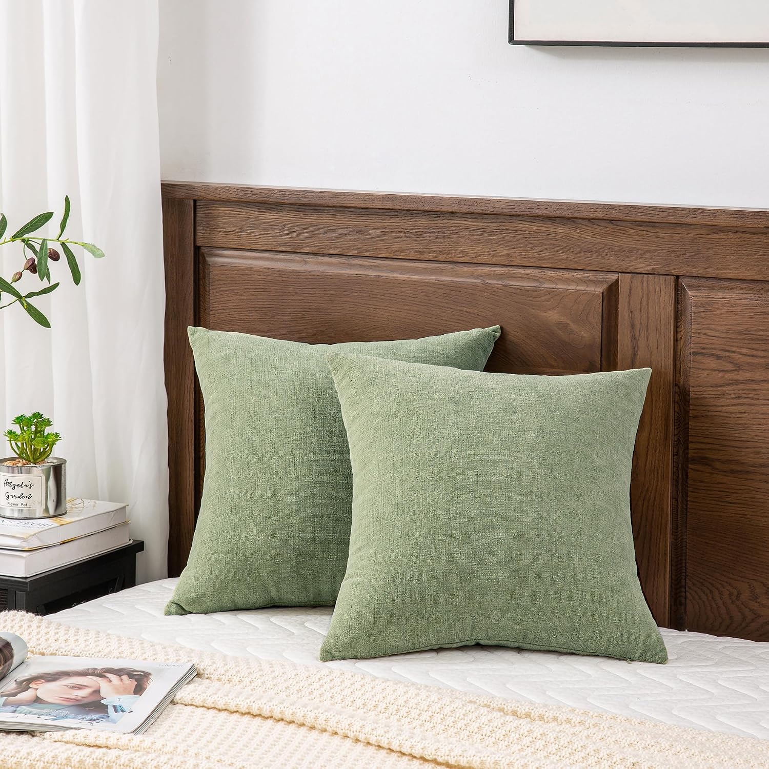 Gawamay Decorative Chenille Throw Pillow Covers 26x26 Inch Pack of 2, Soft Square Couch Pillow Cover for Sofa Cushion Living Room Bedroom O…