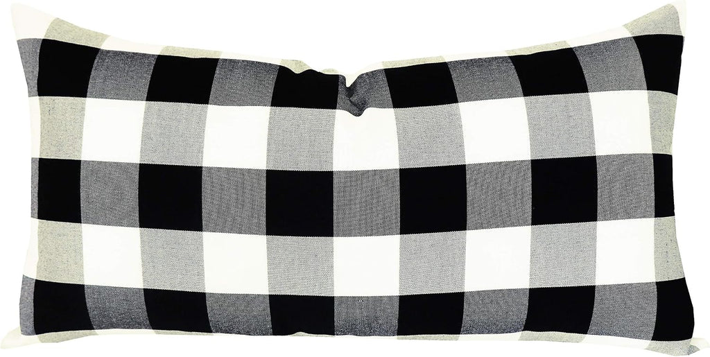 Slow Cow Black Checker Plaid Rectangular Pillow Cover Pillowcase Decorative Lumbar Throw Pillow Cover for Couch Sofa 12 x 24 Inches