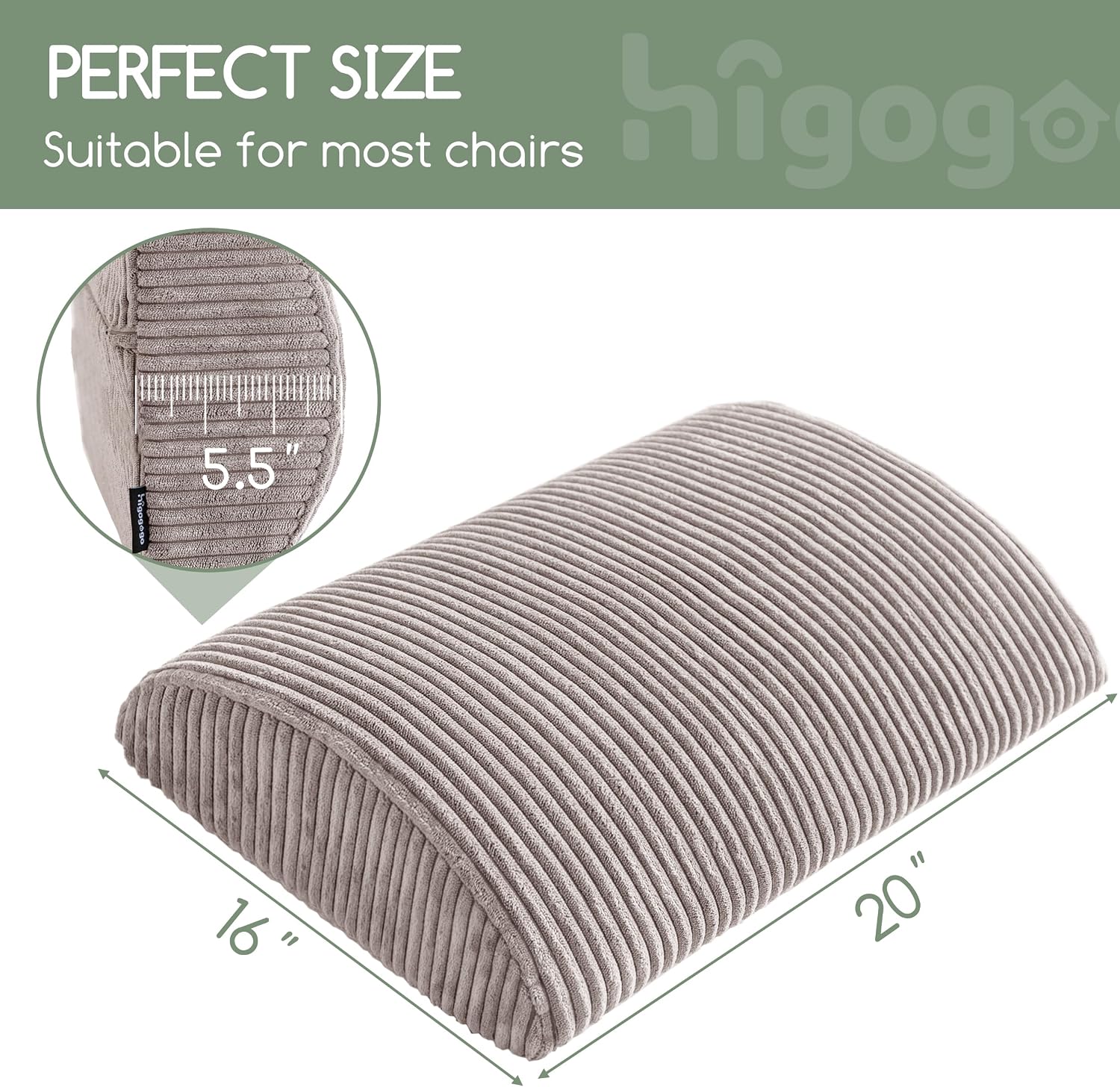 Higogogo Lumbar Support Pillow for Recliner Chair/Accent Chair/Couch, Extra Large Memory Foam Back Support Cushion for Elderly, Recliner Cu…