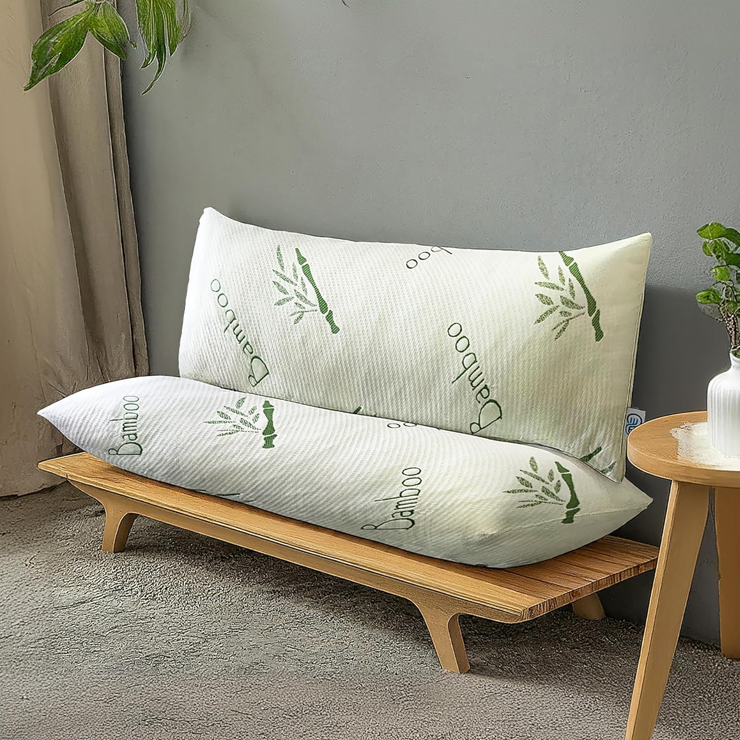 Omeo Full Rayon Bamboo Fiber Pillow Memory Foam Body Pillow for Side Sleeper, Huggable Long Body Pillow for Adults with Washable Pillowcase…
