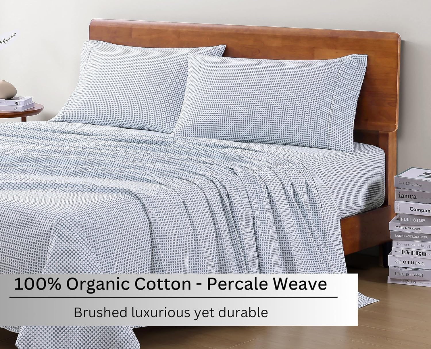 LaneLinen LANE LINEN 100% Organic Cotton Printed King Size Bedding Sheets & Pillowcases Set -Soft & Comfy Breathable Percale Sheet Seasons,…