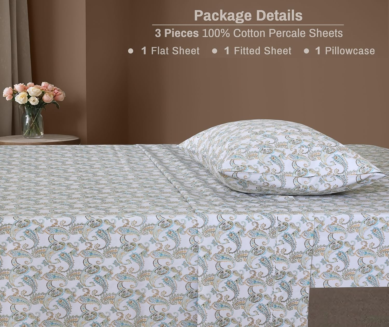 Zoyer 100% Cotton Sheets – Twin XL Size Percale Bedding, Cooling & Breathable, Durable with a Crisp, Soft & Comfortable Feel, 16" Deep Pock…