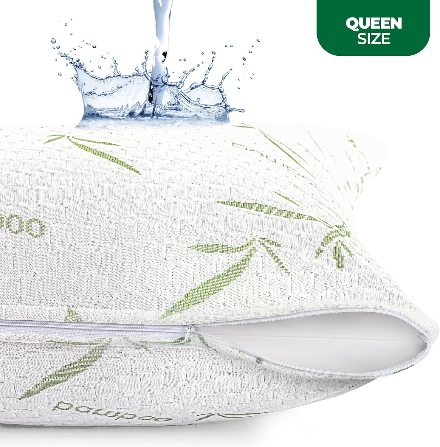 Utopia Bedding Waterproof Pillow Protectors with Zipper Queen Size (2 Pack), Soft and Cooling Bamboo Viscose Pillow Covers, Bed Bug Proof…