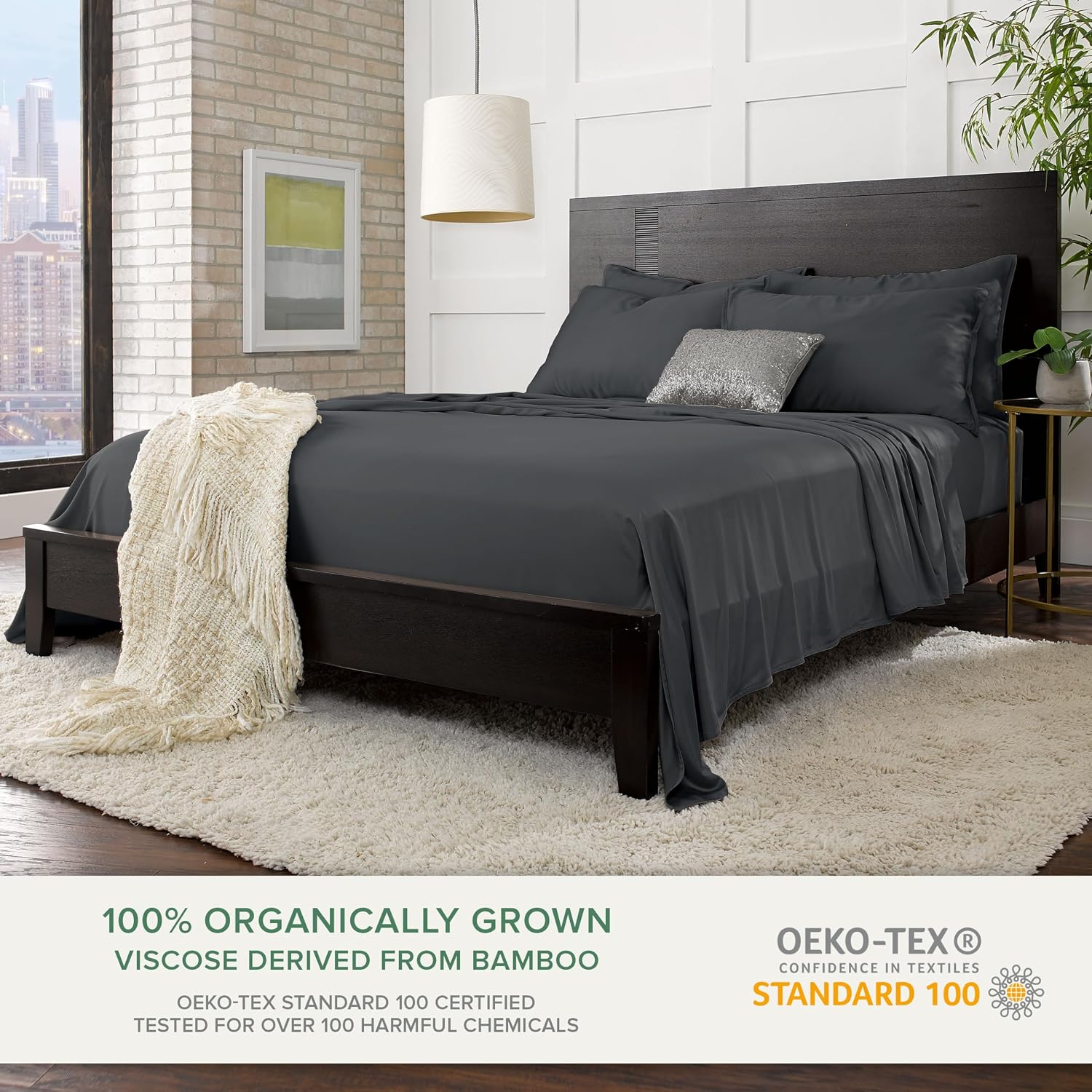 PureBamboo Pure Bamboo Twin Sheets, Genuine 100% Organic Viscose Derived from Bamboo Bed Sheet Set, Luxuriously Soft & Cooling, Double Stit…