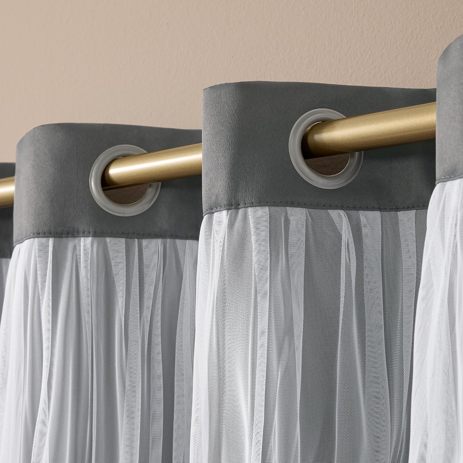 TOWN & COUNTRY LUXE Talia Double Layer Indoor Curtains, Sheer and Room Darkening Blackout, Grommet Top, Energy Efficient, 2-Pack Set…