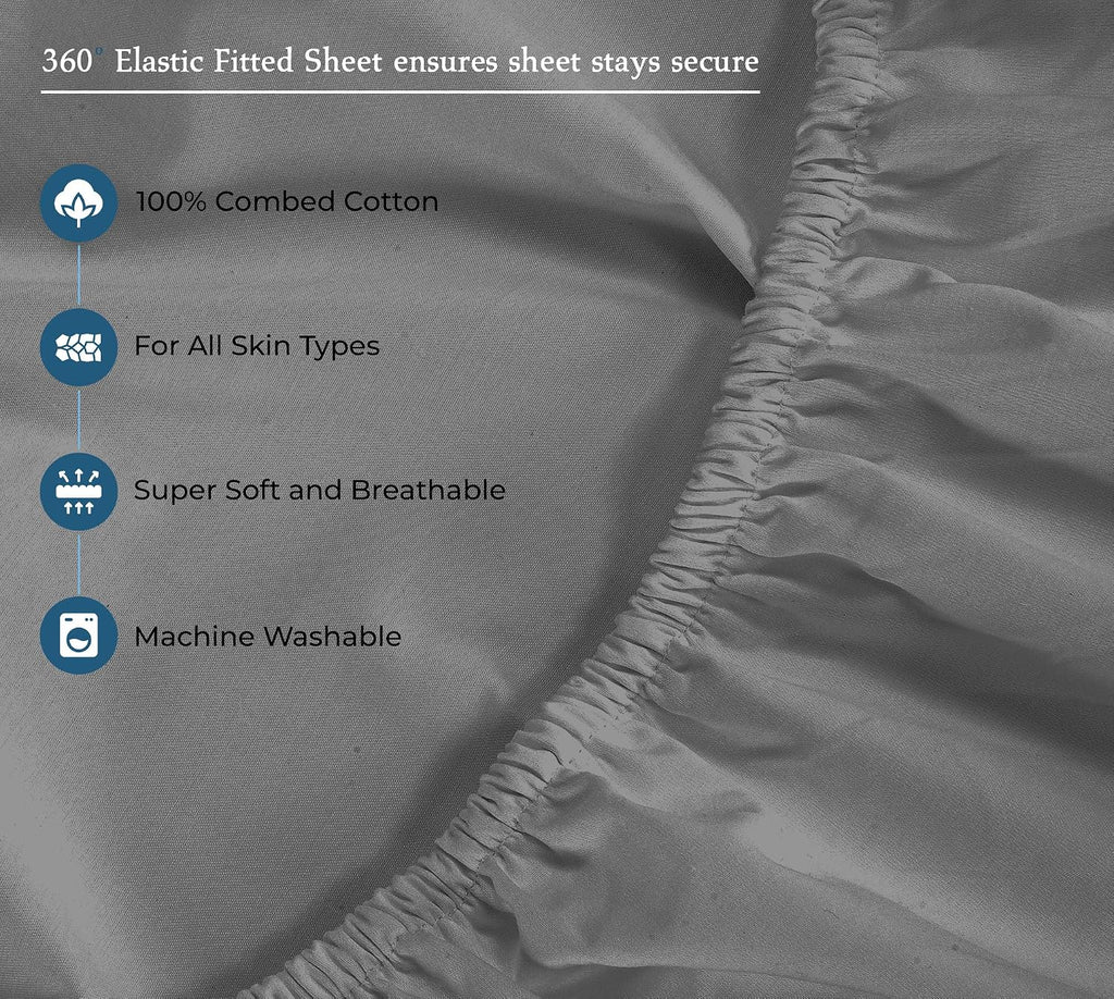 Royalelinens ROYALE LINENS 400 Thread Count 100% American Grown Cotton 4 Piece Sateen Queen Sheet Set - 1 Fitted Sheet, 1 Flat Sheet, 2 Pil…