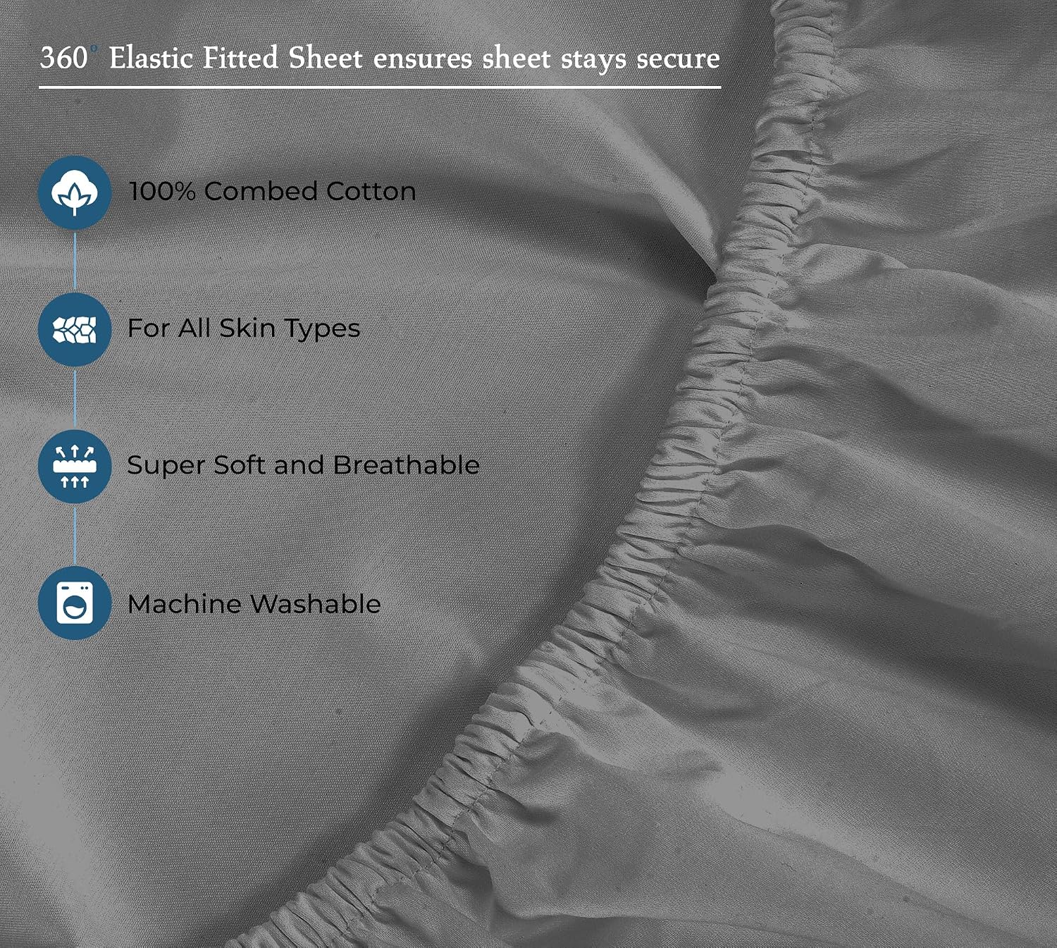 Royalelinens ROYALE LINENS 400 Thread Count 100% American Grown Cotton 4 Piece Sateen Queen Sheet Set - 1 Fitted Sheet, 1 Flat Sheet, 2 Pil…