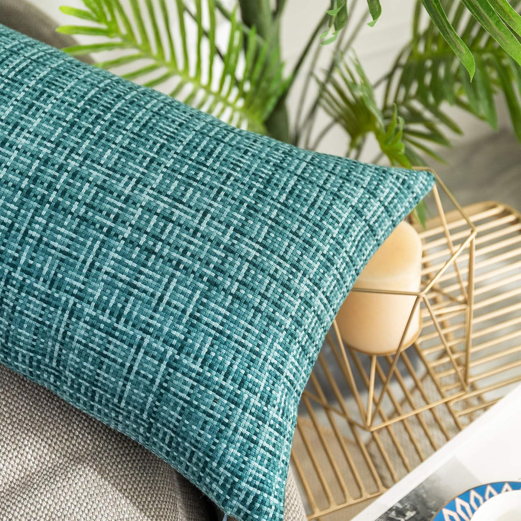Kevin Textile Outdoor Waterproof Throw Pillow Covers 14x36 Inch Pack of 1 Woven Faux Linen Decorative Water Resistant Long Body Lumbar…