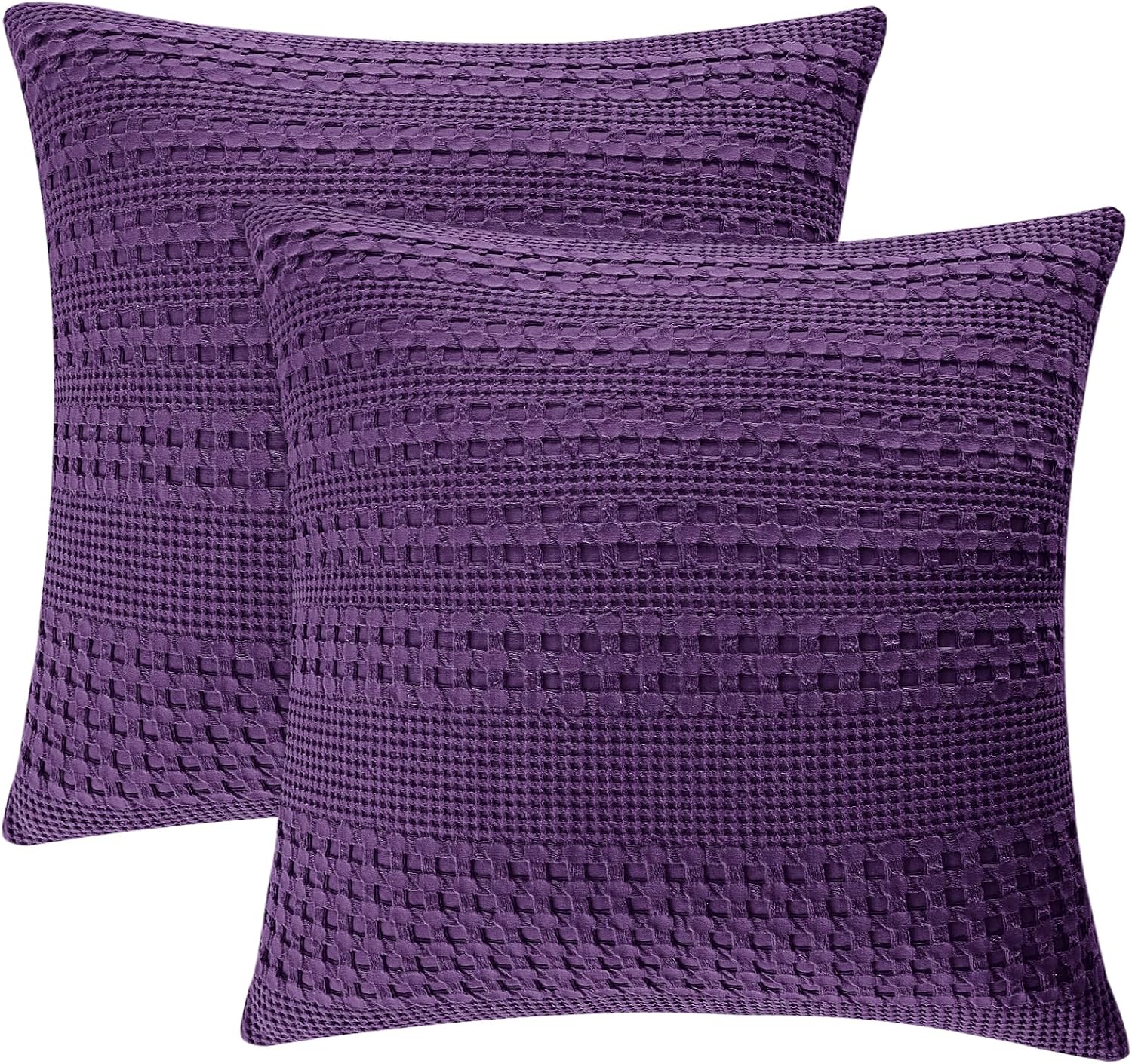 Phf 100% Cotton Waffle Weave Euro Sham Covers, 2 Pack 26" x 26" Bed Pillow Covers for Elegant Home Decor, No Filling, Luxury Aesthetic Soft…