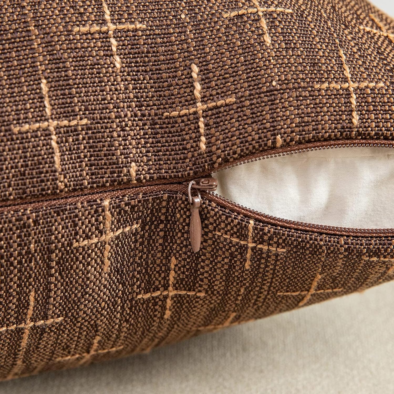 MIULEE Pack of 2 Decorative Burlap Linen Brown Throw Pillow Covers Modern Farmhouse Vintage Pillowcases Rustic Woven Textured Cushion…