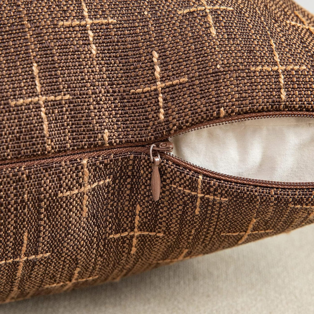 MIULEE Pack of 2 Decorative Burlap Linen Euro Sham Brown Throw Pillow Covers Modern Farmhouse Vintage Pillowcases Rustic Woven Textured…