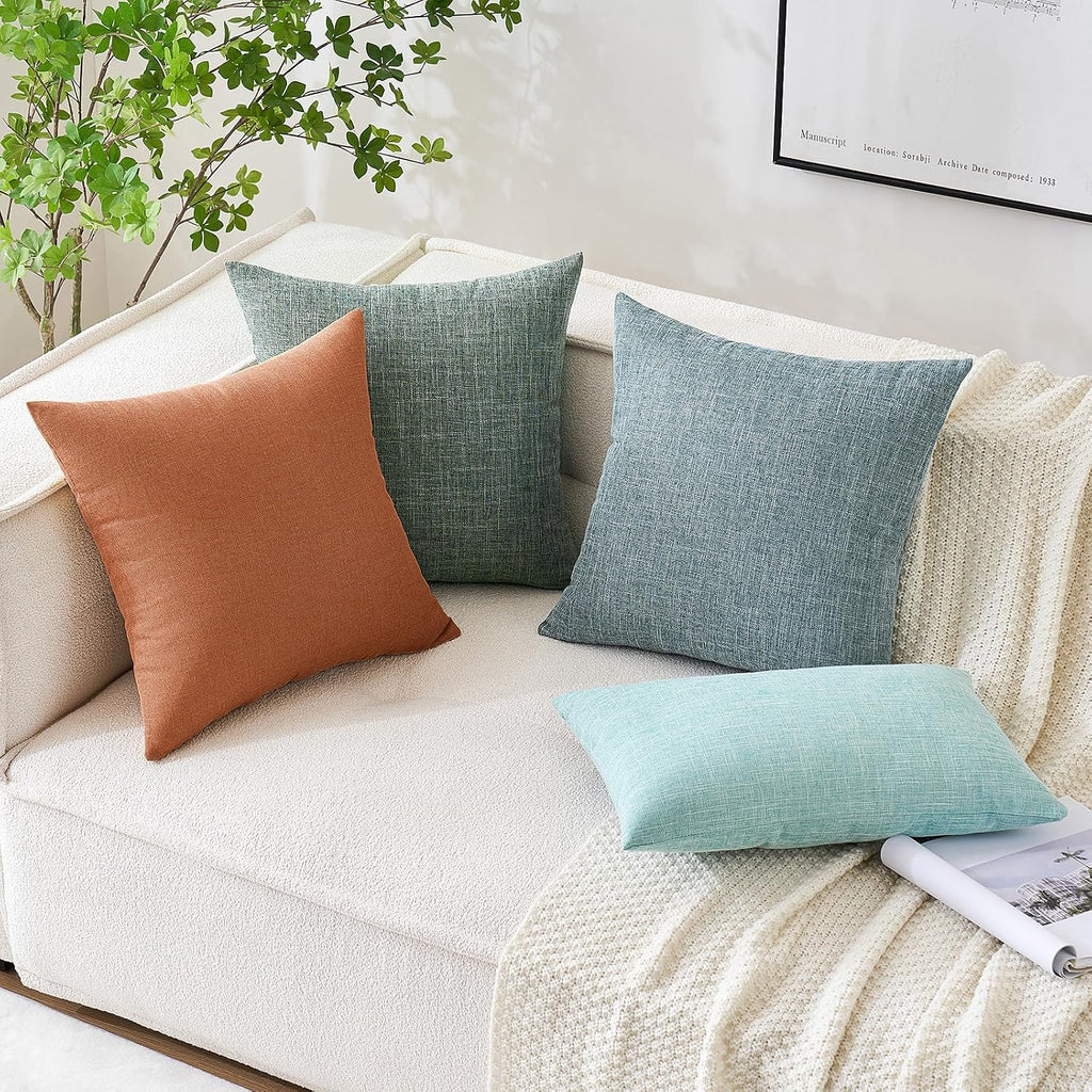 Miulee Pack of 2 Decorative Linen Burlap Pillow Covers Farmhouse Boho Accent Pillowcases for Sofa Car Couch Bedroom Living Room Decor 18x18…