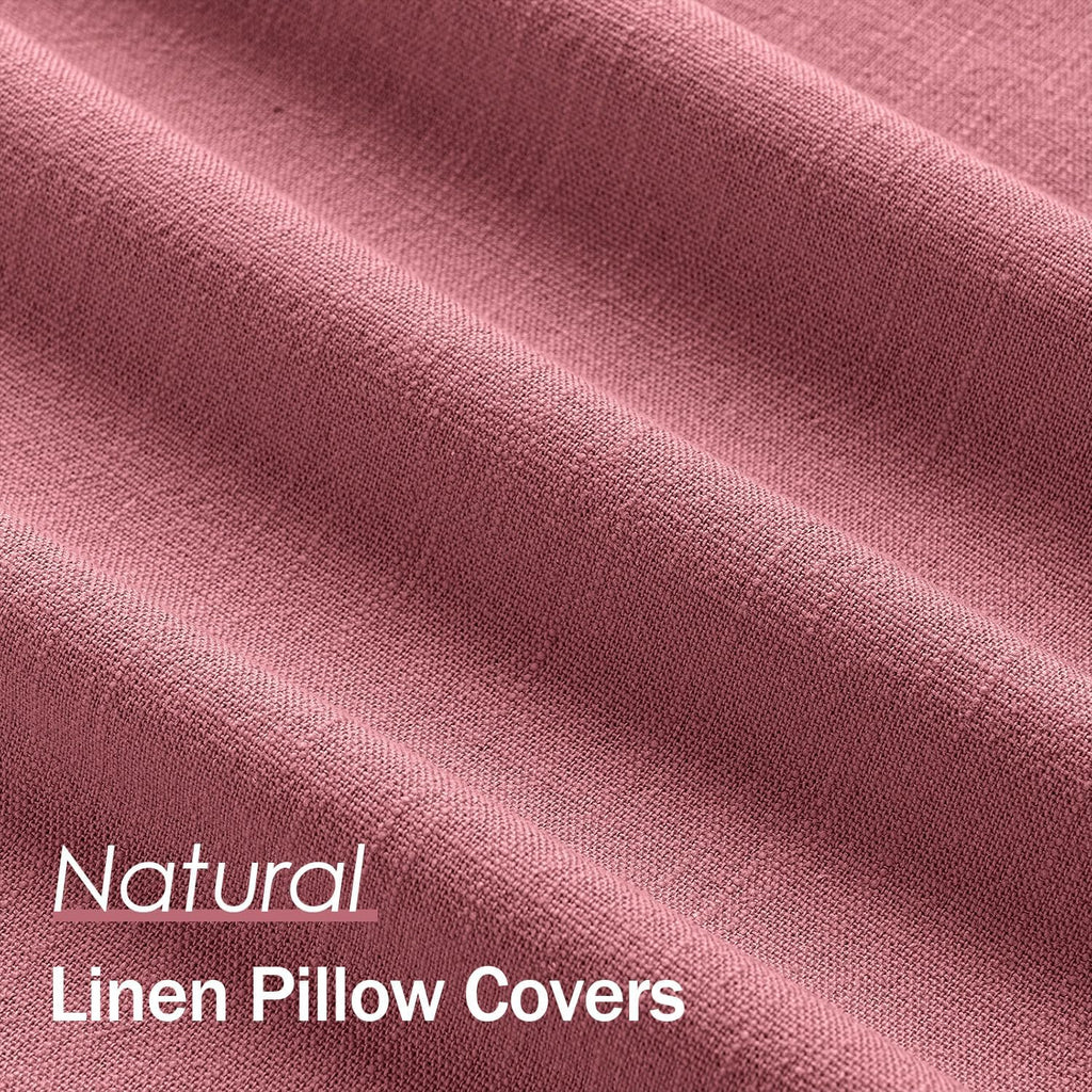 Anroduo Pack of 2 Decorative Linen Pillow Covers Dusty Rose Neutral Farmhouse Boho Soild Cushion Case Soft Accent Pillowcase for Couch Sofa…