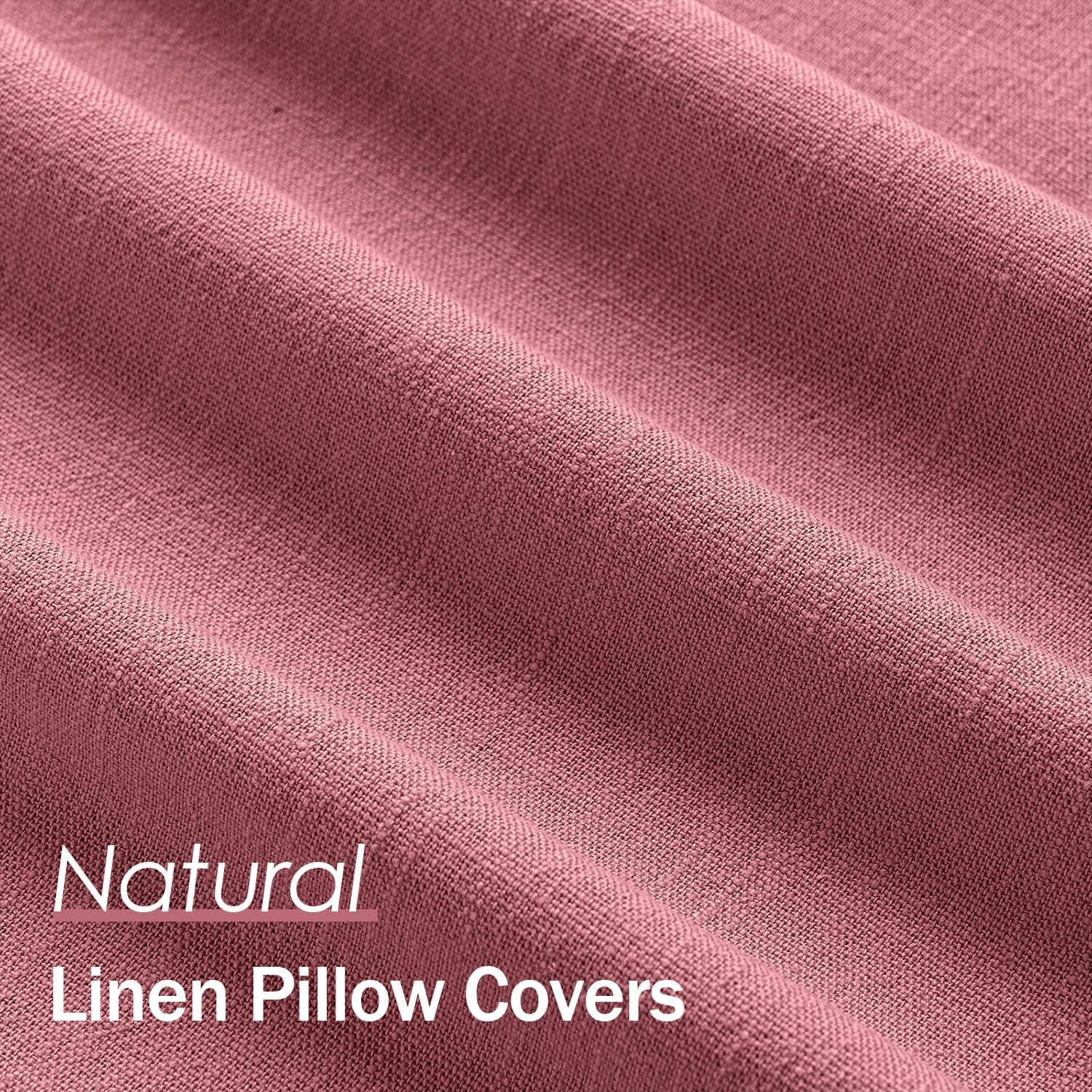 Anroduo Pack of 2 Decorative Linen Pillow Covers Dusty Rose Neutral Farmhouse Boho Soild Cushion Case Soft Accent Pillowcase for Couch Sofa…