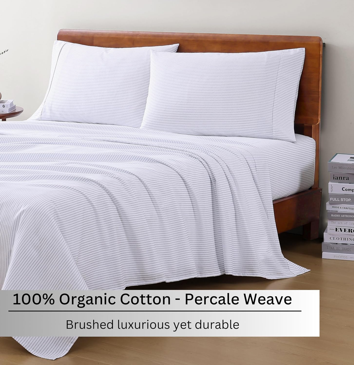 LaneLinen LANE LINEN reusable 100% Organic Cotton King Bed Sheets Set, Printed Modern Cotton Sheets, Soft & Comfy Low Pill Fade Resista…