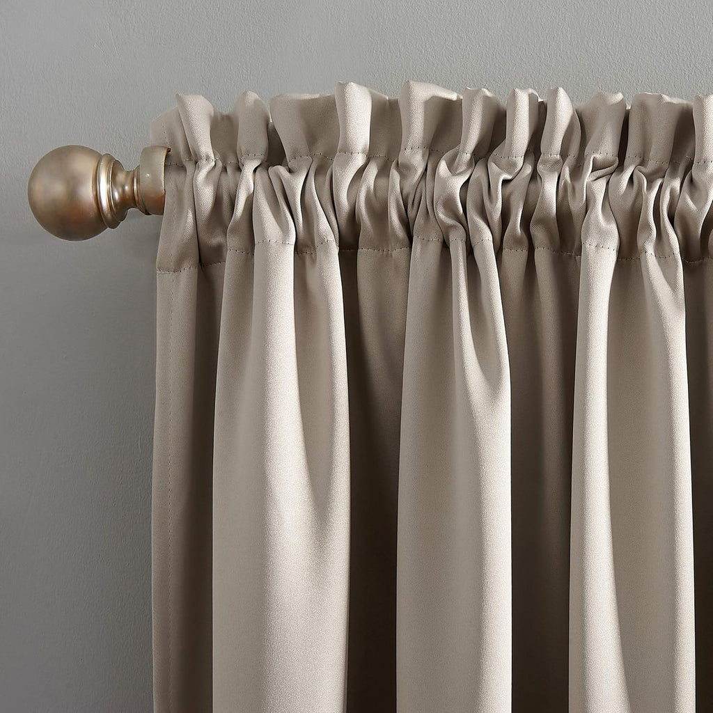 Sun Zero - 52468 Oslo Theater Grade Extreme 100% Blackout Rod Pocket Curtain Panel, 52" x 63", Stone