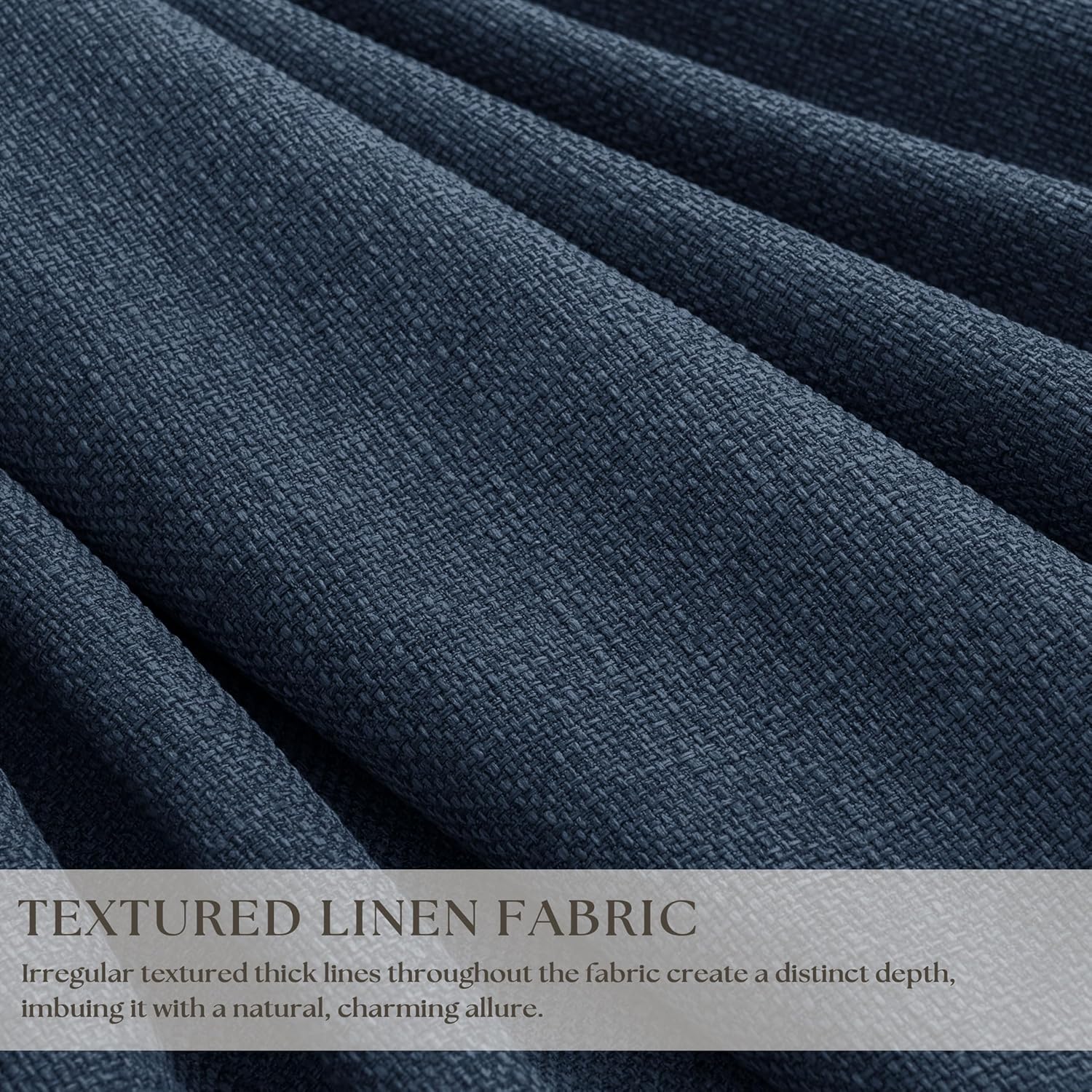 90 Inch Pinch Pleated Blackout Linen Curtains for Bedroom 2 Panels Memory Trained 100% Black Out Soundproof Room Darkening Navy Window…