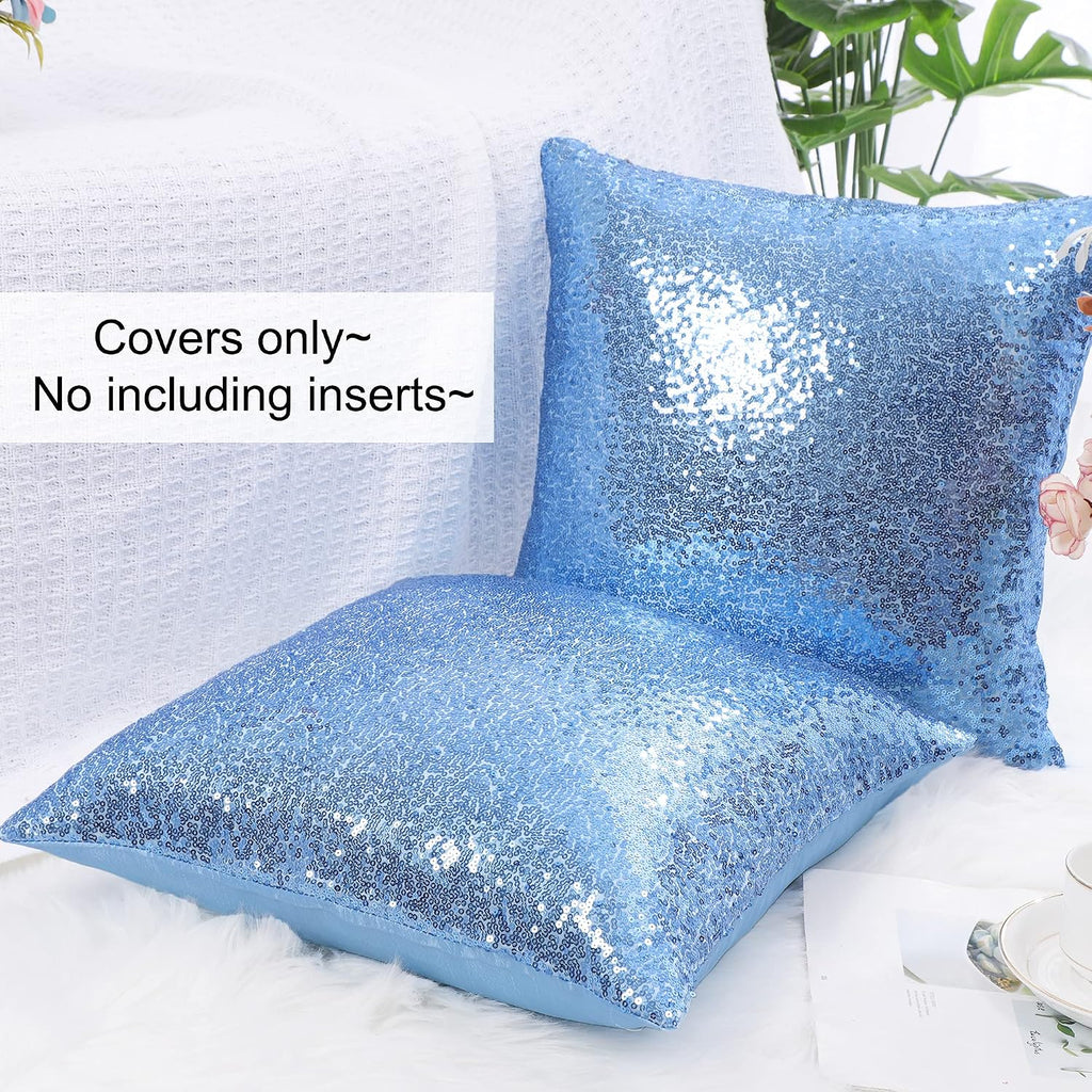 uxcell 2 Pcs Sequin Throw Pillow Covers, Shiny Sparkling Comfy Satin Cushion Covers, Decorative Pillowcases for…